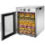 Pro-line Dh-C12 Food Dehydrator with 12 Stainless Steel Trays font on view with lid open showing dehydrated fruit and vegetables on 12 stainless steel trays 